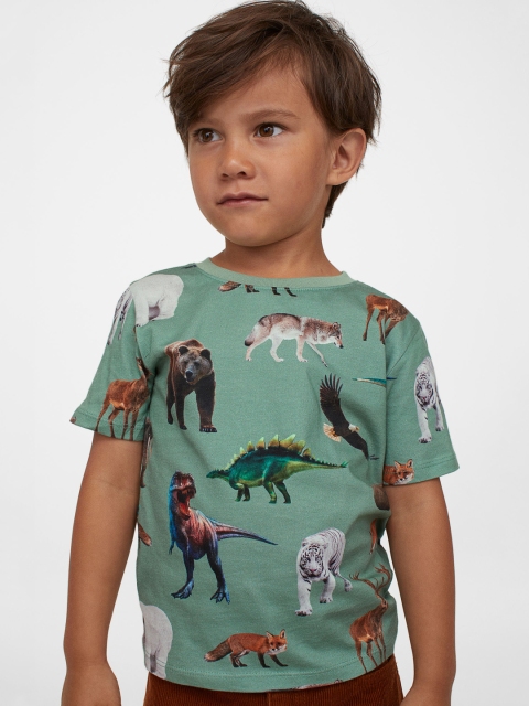 

H&M Boys Green Printed T-shirt