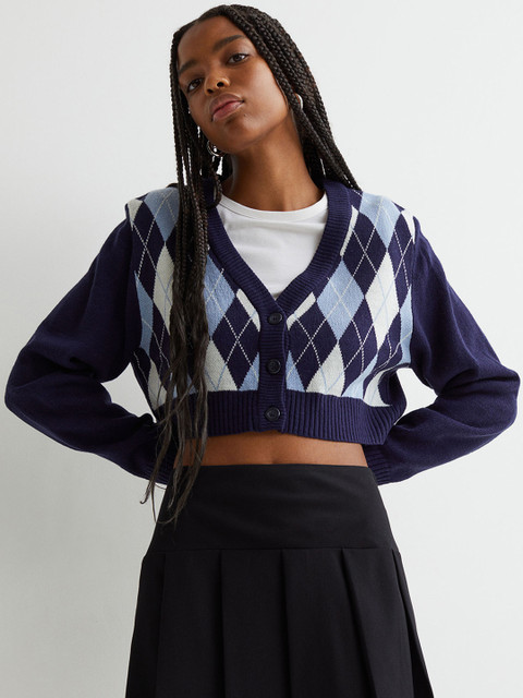 

H&M Women Blue Short Cardigan