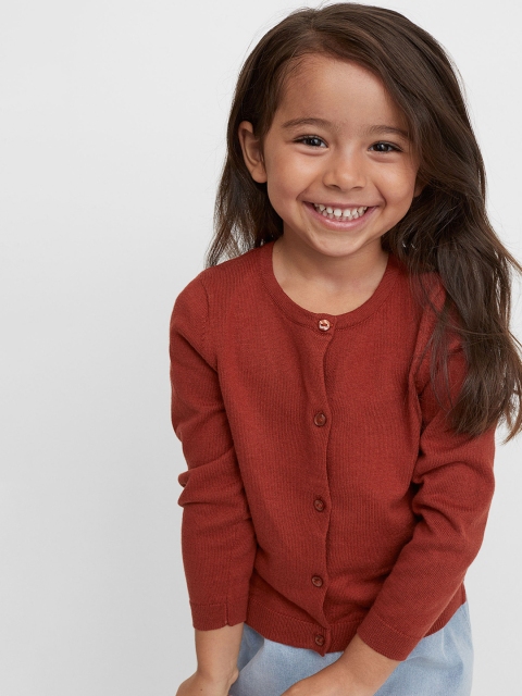 

H&M Girls Red Fine-knit Cotton Cardigan