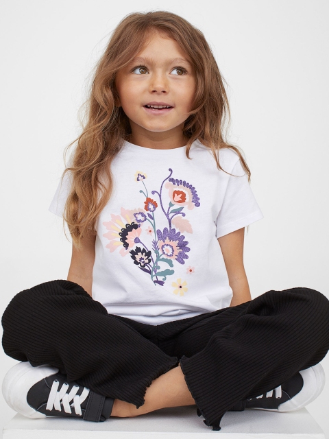 

H&M Girls White Printed Jersey Top