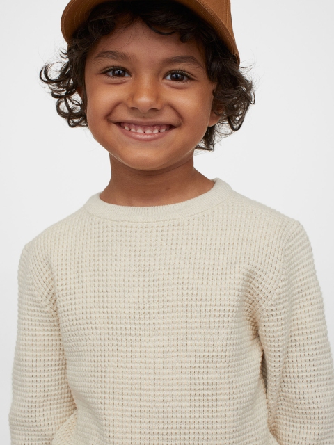 

H&M Boys White Waffle-knit Cotton Jumper