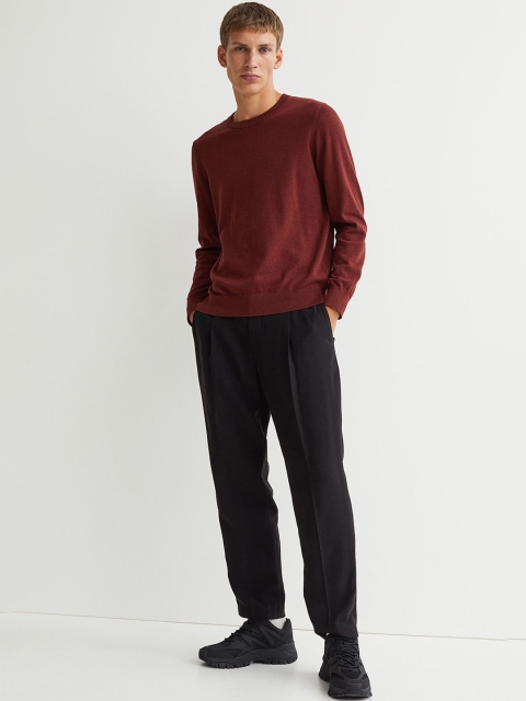 

H&M Men Red Cotton Fine-knit Jumper