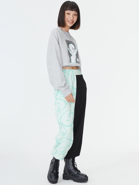 

H&M Women Black & Green Tweety Printed Joggers