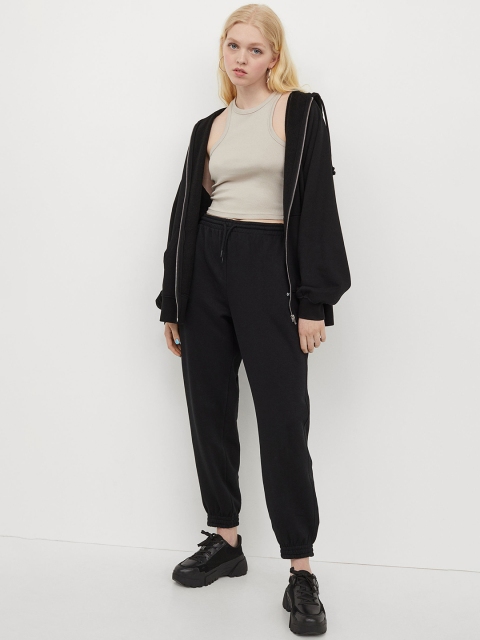 

H&M Women Black Solid High-Waisted Joggers