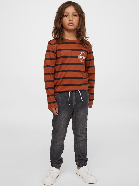 

H&M Boys Charcoal Grey Solid Denim Joggers