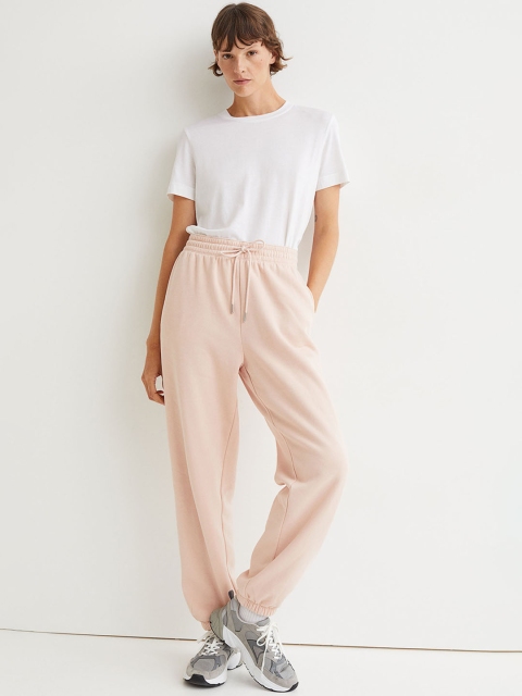 

H&M Women Pink Solid Cotton-Blend Sweatpants