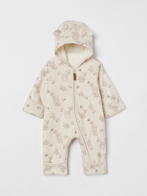 

H&M Girls Beige Cotton Lined All-in-one Suit