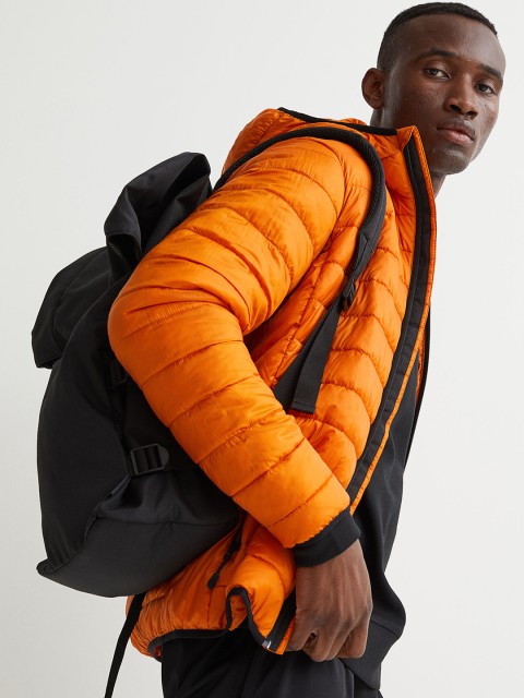 

H&M Men Orange Padded Hooded Sports Jacket
