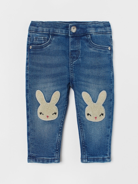 

H&M Girls Blue & Grey Embroidered Jeans