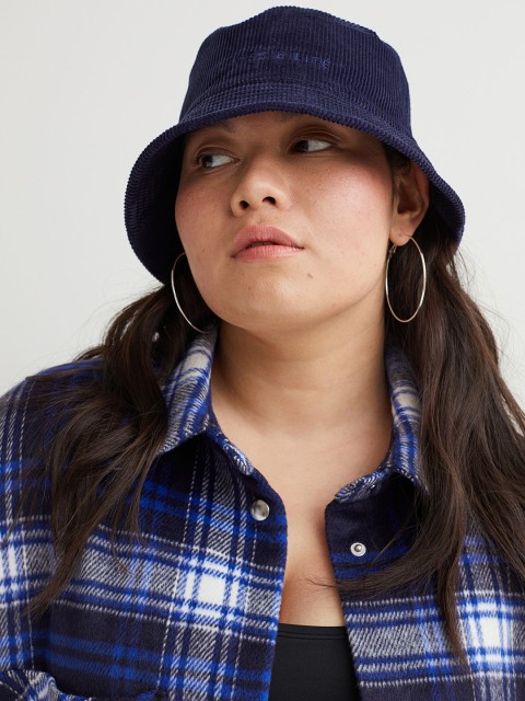 

H&M Women Blue Cotton Corduroy Bucket Hat
