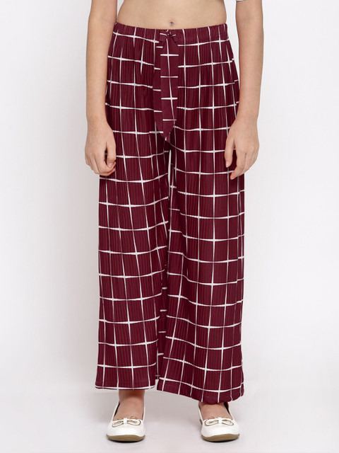 

KLOTTHE Girls Maroon & White Printed Palazzos