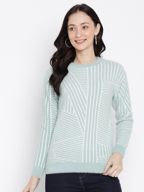 

METTLE Women Green & White Pullover