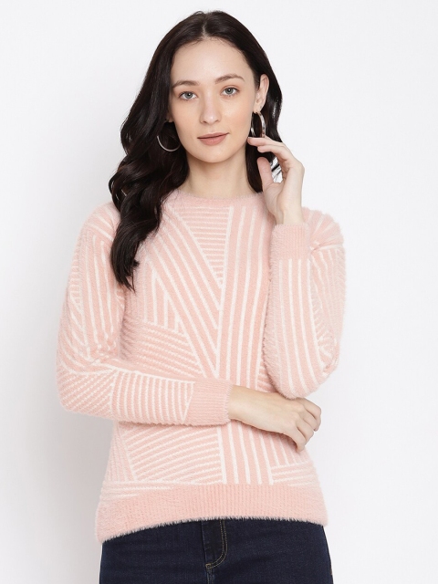

METTLE Women Pink & White Pullover