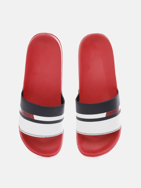 

HRX by Hrithik Roshan Men White & Navy Striped Comfort Sliders