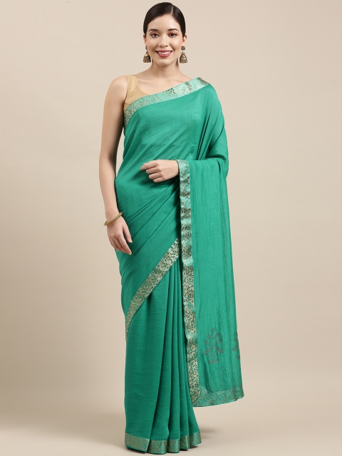 

Indian Women Green Silk Blend Saree