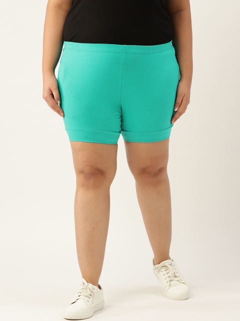 

Revolution Women Turquoise Blue High-Rise Yoga Sports Shorts