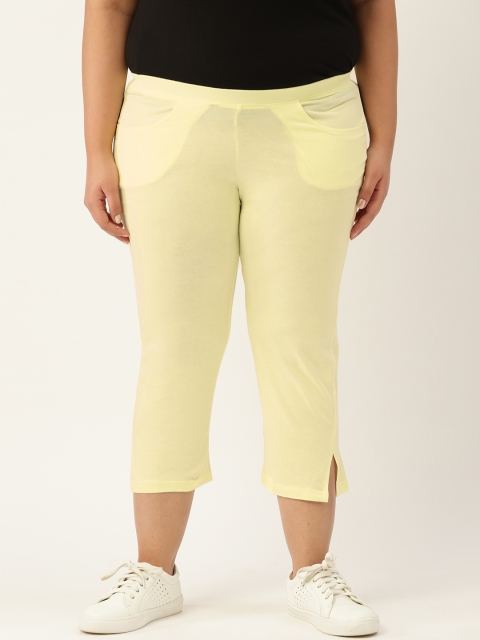 

Revolution Women Yellow Pure Cotton Capris