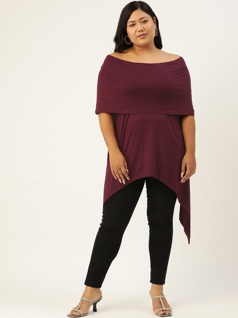 

Revolution Purple Off-Shoulder Asymmetrical Longline Top