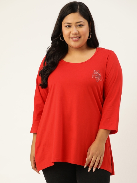 

Revolution Women Red Solid Cotton Pure Cotton T-shirt