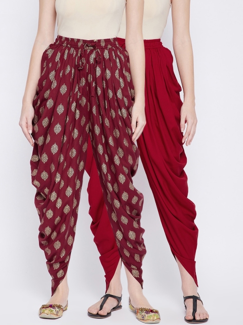 

TULIP 21 Women Red & Maroon Pack Of 2 Dhoti Pants