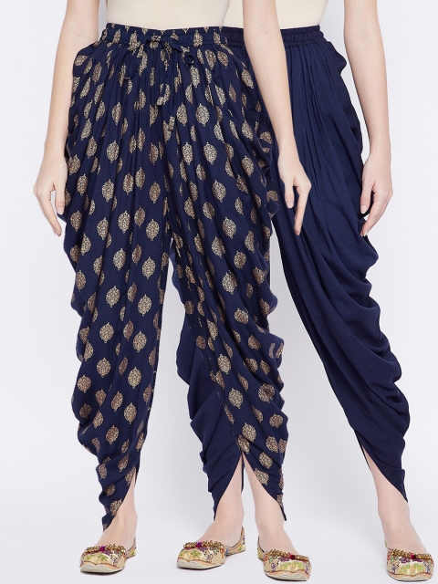 

TULIP 21 Women Navy Blue Printed Pack Of 2 Dhoti Pants