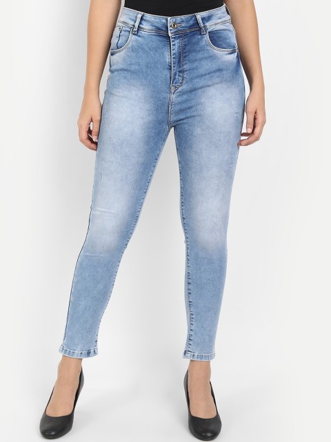 

BROADSTAR Women Blue Comfort Skinny Fit High-Rise Heavy Fade Stretchable Jeans