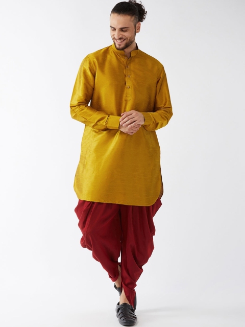 

VASTRAMAY Men Mustard Yellow Regular Kurta with Patiala