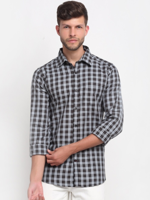 

Cross Court Men Black & Grey Opaque Checked Casual Shirt