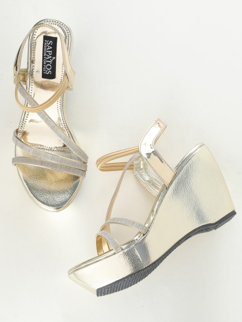 

SAPATOS Gold-Toned Wedge Sandals Heels
