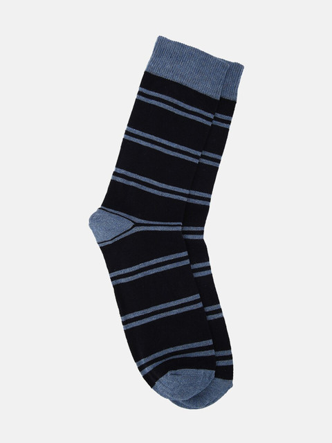 

LINDBERGH Men Blue & Black Striped Calf-Length Socks