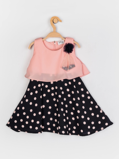 

Peppermint Girls Peach-Coloured Polka Printed Chiffon Dress
