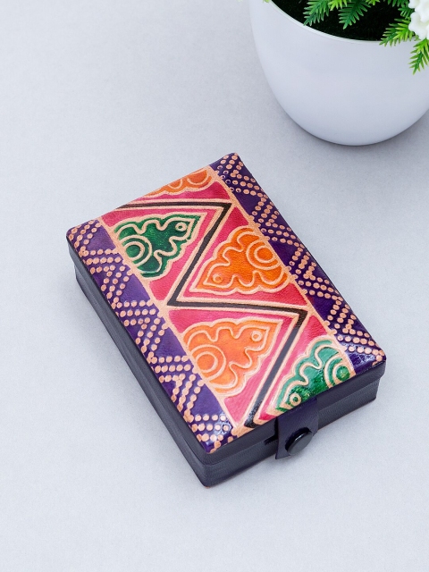 

Golden Peacock Pink & Purple Printed Rectangular Leather Jewellery Organizer Box