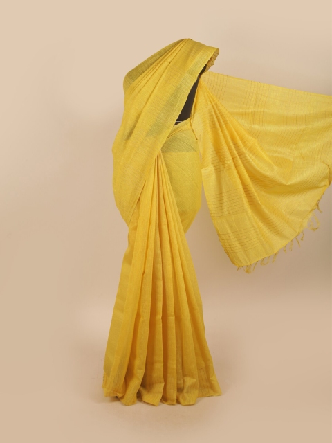 

Pothys Yellow Pure Silk Tussar Saree