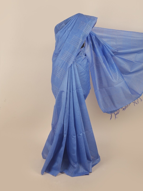 

Pothys Blue Pure Silk Tussar Saree