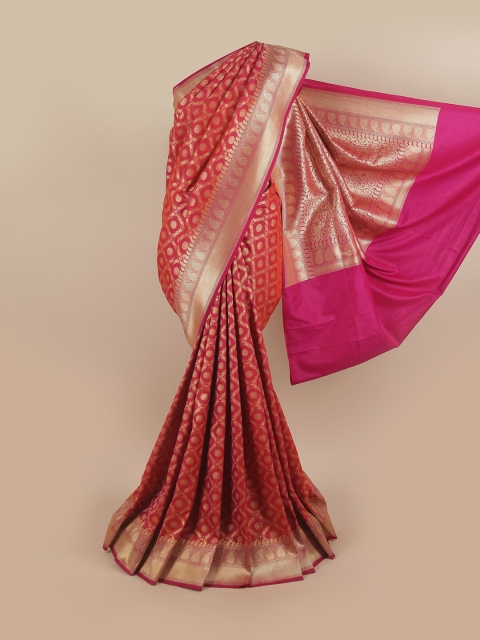 

Pothys Pink & Gold-Toned Woven Design Pure Silk Banarasi Saree