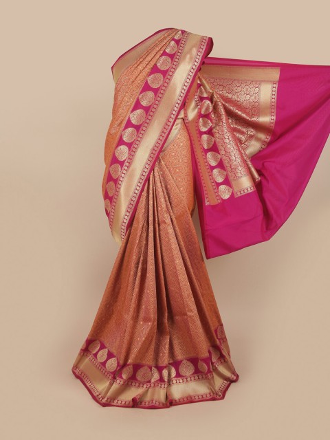 

Pothys Pink & Violet Woven Design Pure Silk Banarasi Saree