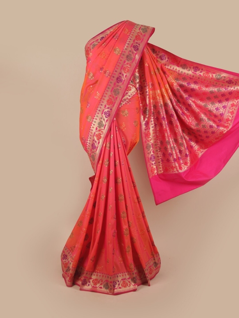 

Pothys Pink & Purple Ethnic Motifs Pure Silk Banarasi Saree