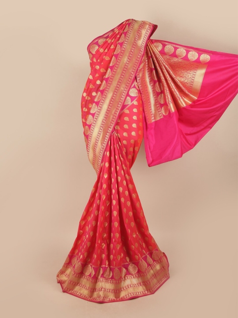 

Pothys Pink & Orange Ethnic Motifs Pure Silk Banarasi Saree