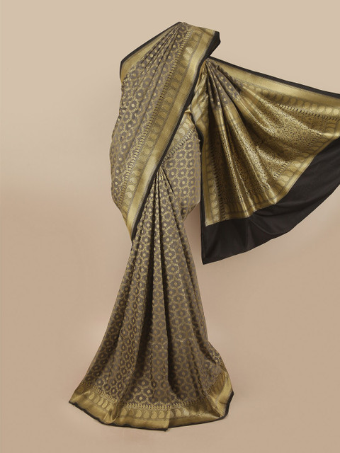 

Pothys Grey & Black Ethnic Motifs Pure Silk Banarasi Saree
