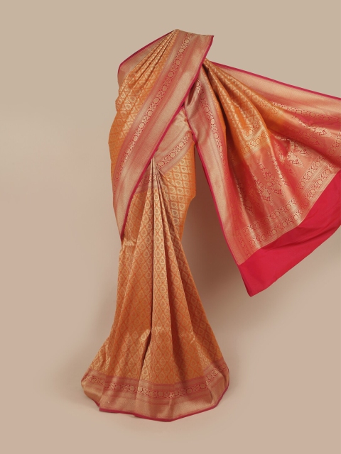

Pothys Mustard & Red Woven Design Pure Silk Banarasi Saree