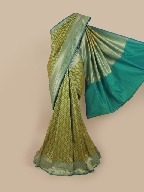 

Pothys Green & Turquoise Blue Woven Design Pure Silk Banarasi Saree