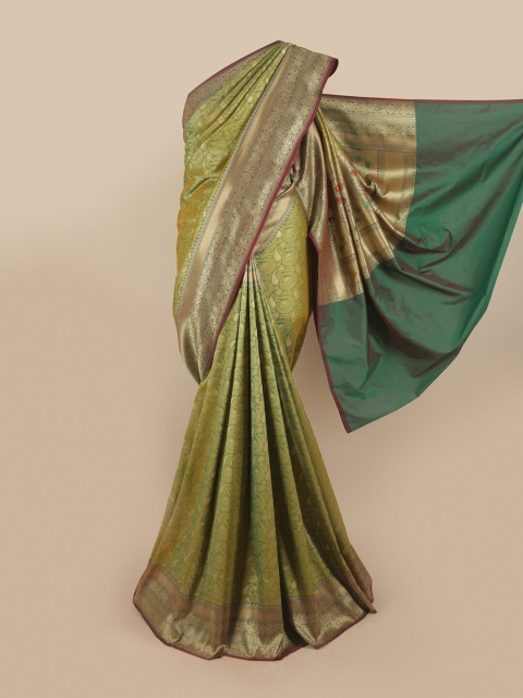 

Pothys Green & Red Woven Design Pure Silk Banarasi Saree