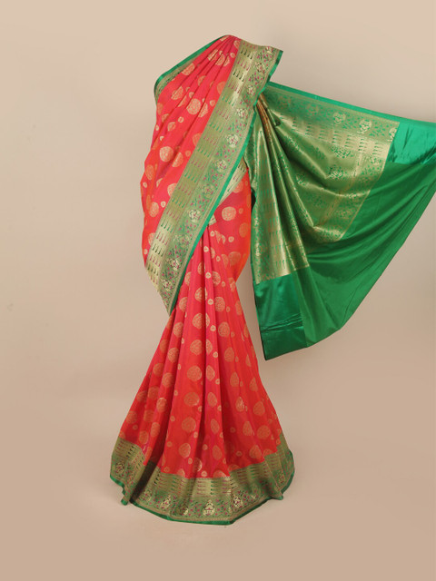 

Pothys Red & Green Woven Design Zari Pure Silk Banarasi Saree