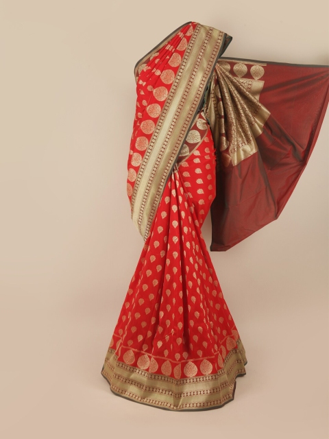 

Pothys Red & Maroon Ethnic Motifs Pure Silk Banarasi Saree