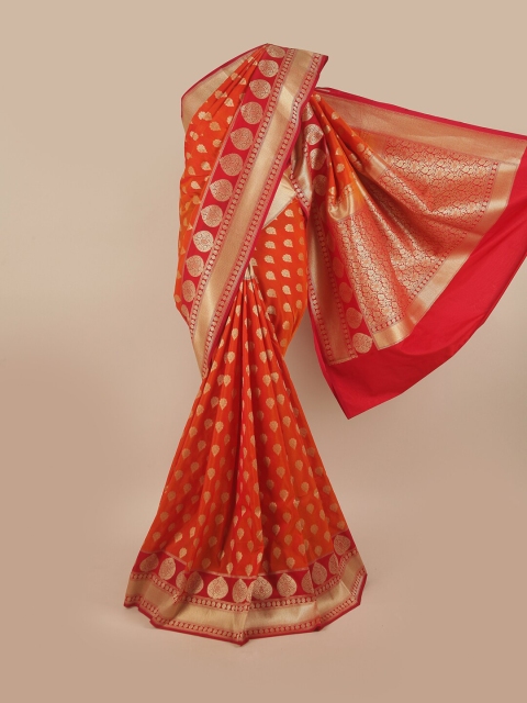

Pothys Orange & Red Ethnic Motifs Pure Silk Banarasi Saree