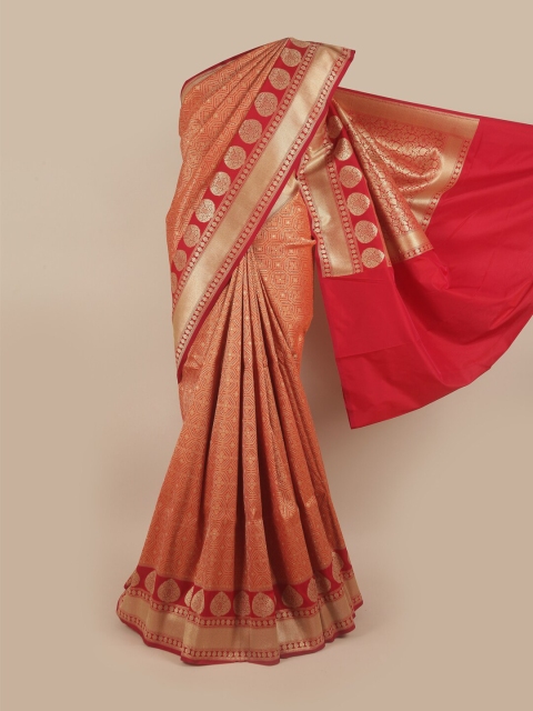 

Pothys Orange & Red Ethnic Motifs Pure Silk Banarasi Saree