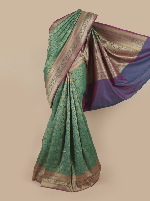 

Pothys Green & Blue Ethnic Motifs Pure Silk Banarasi Saree