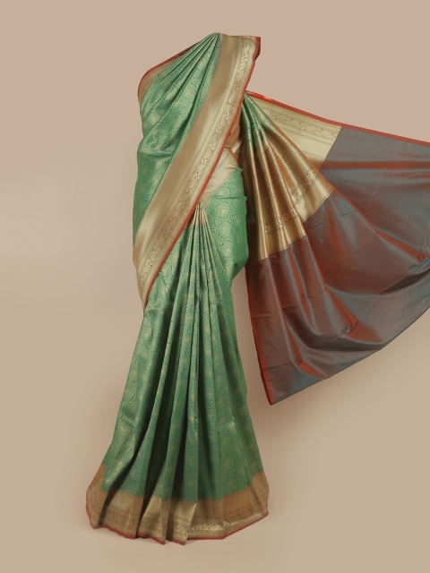 

Pothys Green & Red Ethnic Motifs Pure Silk Banarasi Saree