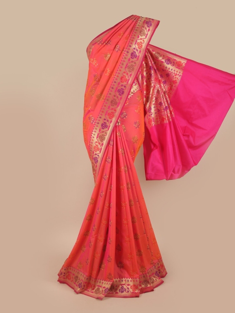 

Pothys Pink & Orange Ethnic Motifs Pure Silk Banarasi Saree