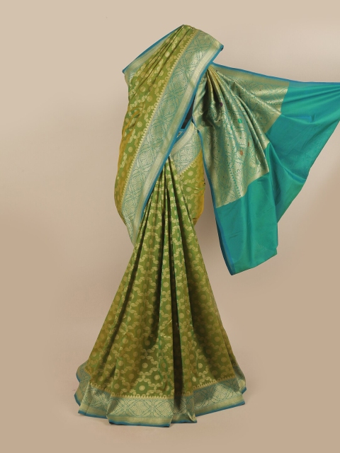 

Pothys Green & Blue Woven Design Pure Silk Banarasi Saree